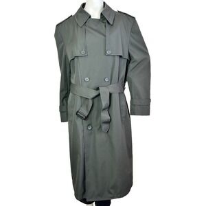 70's-80's London Fog Trench Coat Mens 42 Regular Gray Removable Liner Belted EUC
